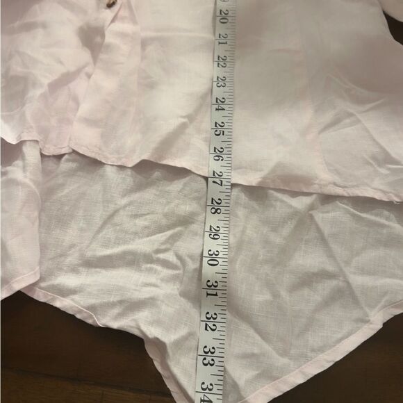 Kleen Pale Pink 100% Linen Asymmetrical Button Up Top Size Medium - Picture 7 of 7